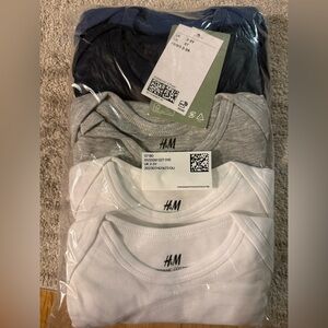 H&M Baby Bodysuit Set - Navy, Gray, White